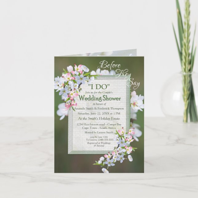 Cherry Blossom Bouquet Couple Shower Invitation (Front)