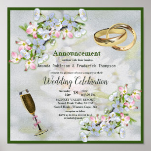 Cherry Blossom Bouquet Wedding Poster