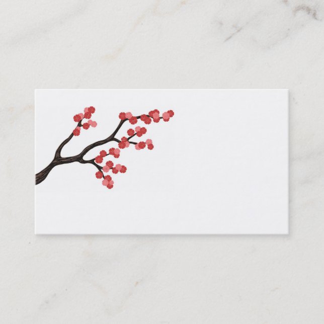 Cherry Blossom branch design in pink business card (Front)