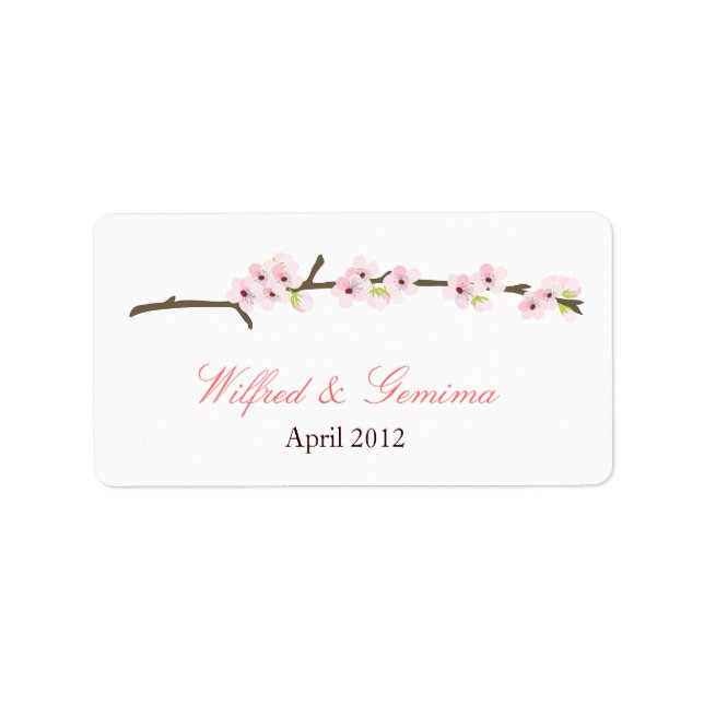 Cherry Blossom Branch Label (White) (Front)
