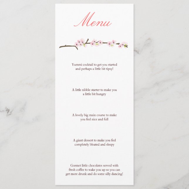 Cherry Blossom Branch Menu (White) (Front)