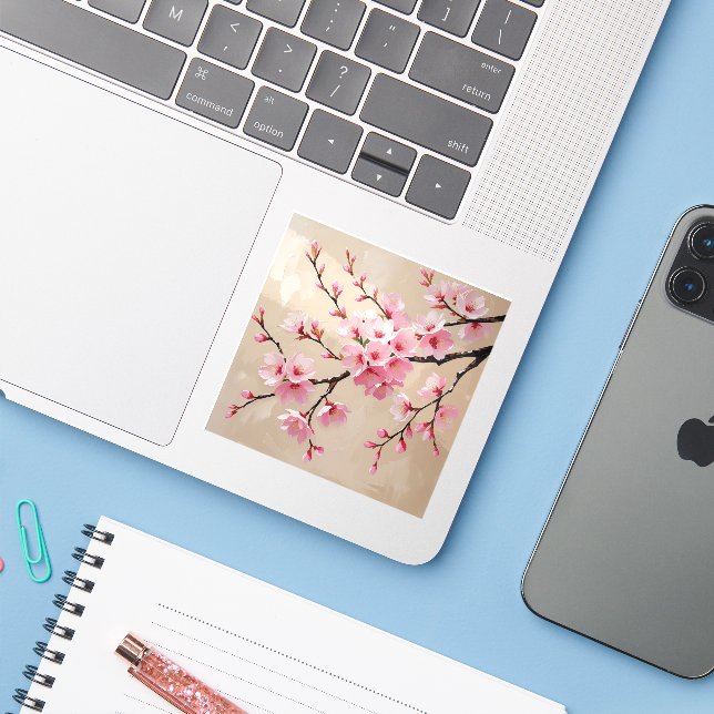 Cherry Blossom Branches Art – Elegant Pink Sakura  (Laptop w/ iPhone)