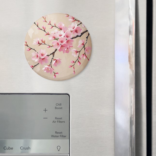 Cherry Blossom Branches Art – Elegant Pink Sakura  Magnet (In Situ (Fridge))