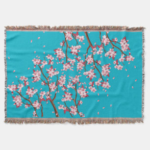 Cherry Blossom Branches Custom Throw Blanket