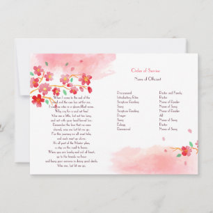 Cherry Blossom Branches Memorial Service Program Invitation