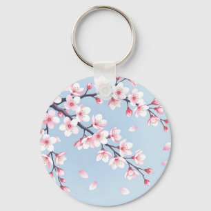 Cherry Blossom Branches Serene Pattern Key Ring