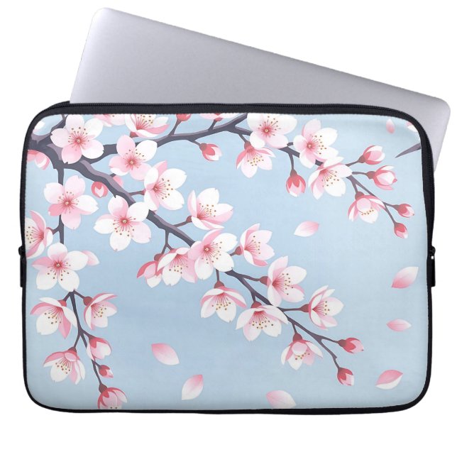 Cherry Blossom Branches Serene Pattern Laptop Sleeve (Front)