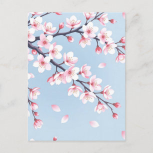 Cherry Blossom Branches Serene Pattern Postcard