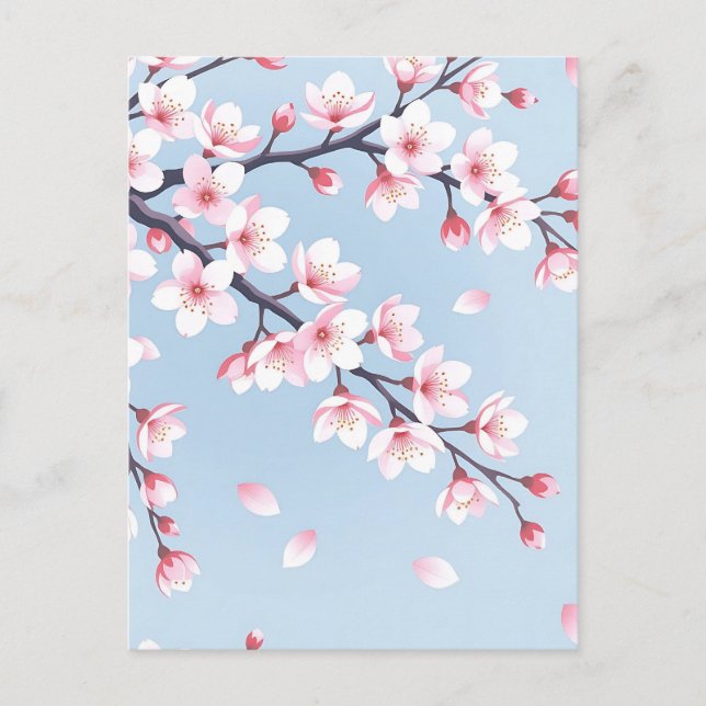 Cherry Blossom Branches Serene Pattern Postcard (Front)