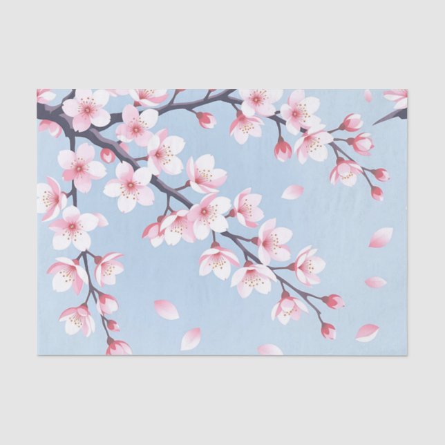 Cherry Blossom Branches Serene Pattern Tissue Paper (Front)