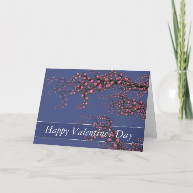 Cherry Blossom Branches Valentine's Day Card (Front)