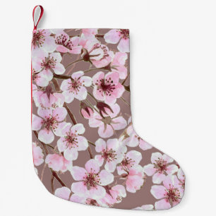Cherry Blossom Branches Watercolor Pattern Small Christmas Stocking