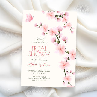 Cherry blossom bridal shower invitation
