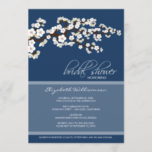 Cherry Blossom Bridal Shower Invitation (navy)