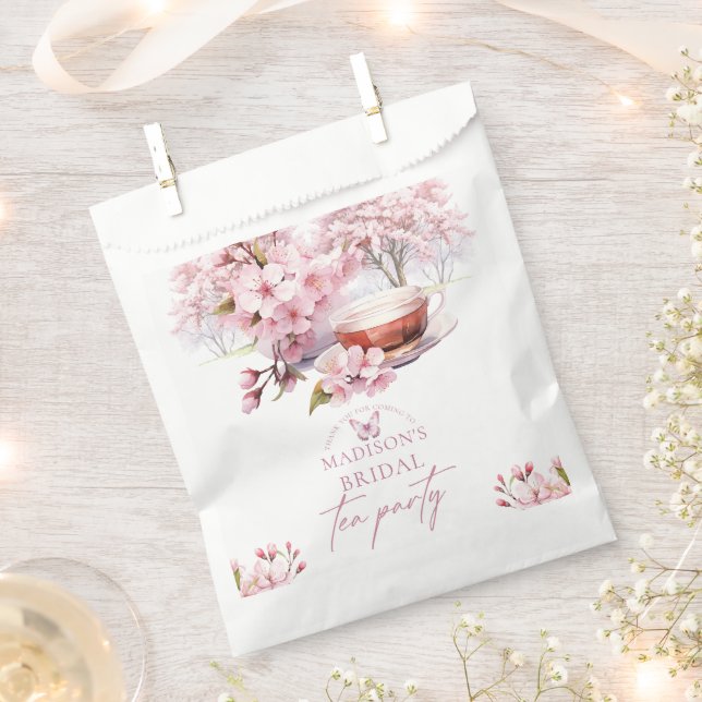 Cherry Blossom Bridal Tea Custom Favour Bags (Clipped)
