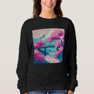Cherry Blossom Bridge Scenic River Sweatshirt