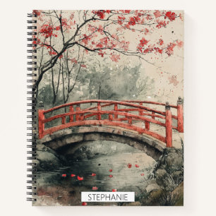 Cherry Blossom Bridge Sumi-E Landscape (2) Notebook