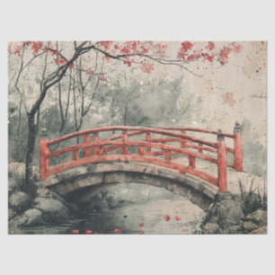 Cherry Blossom Bridge Sumi-E Landscape (2) Tissue Paper