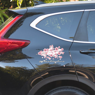 Cherry Blossom Business Name Script Car Decal