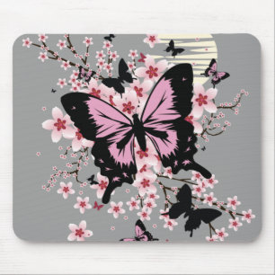 Cherry Blossom Butterflies Mouse Mat