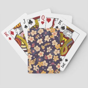 Cherry Blossom Butterfly Asian Print Playing Cards