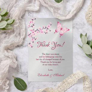 Cherry Blossom Butterfly Baby Shower Thank You