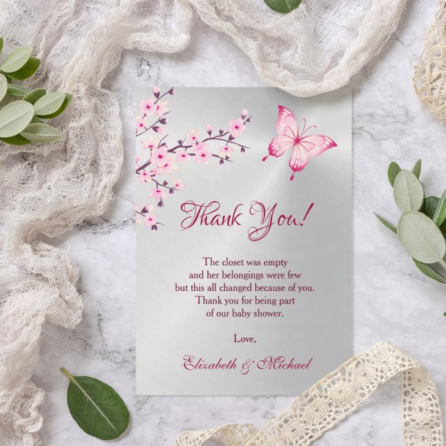 Cherry Blossom Butterfly Baby Shower | Thank You (Creator Uploaded)