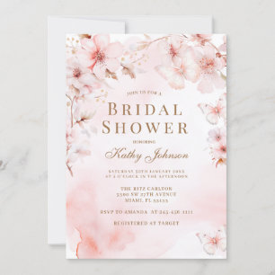Cherry Blossom Butterfly Floral Bridal Shower  Invitation