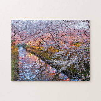 Cherry blossom canal jigsaw puzzle