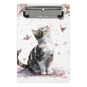Cherry Blossom Cat and Butterflies (10) Mini Clipboard