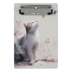 Cherry Blossom Cat and Butterflies (13) Mini Clipboard