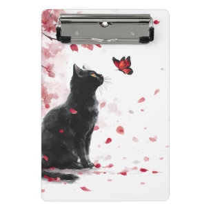 Cherry Blossom Cat and Butterflies (14) Mini Clipboard