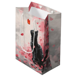 Cherry Blossom Cat and Butterflies (3) Medium Gift Bag