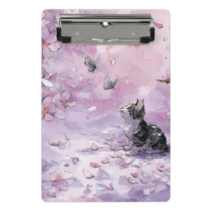 Cherry Blossom Cat and Butterflies (5) Mini Clipboard