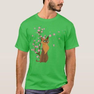 Cherry Blossom Cat Animal Japanese Sakura Flower T-Shirt