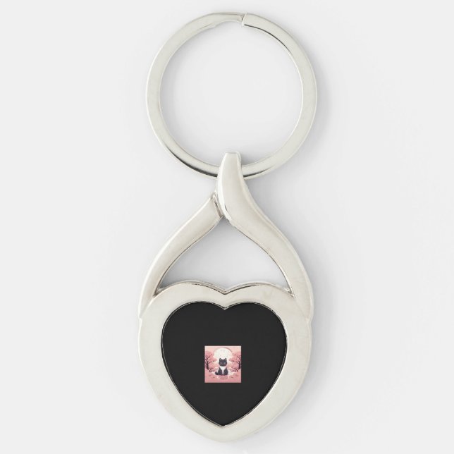 Cherry Blossom Cat_ Japan’s Halloween Magic  Key Ring (Front)