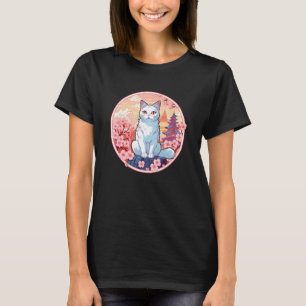 Cherry Blossom Cat Vintage Japanese Aesthetic Grap T-Shirt