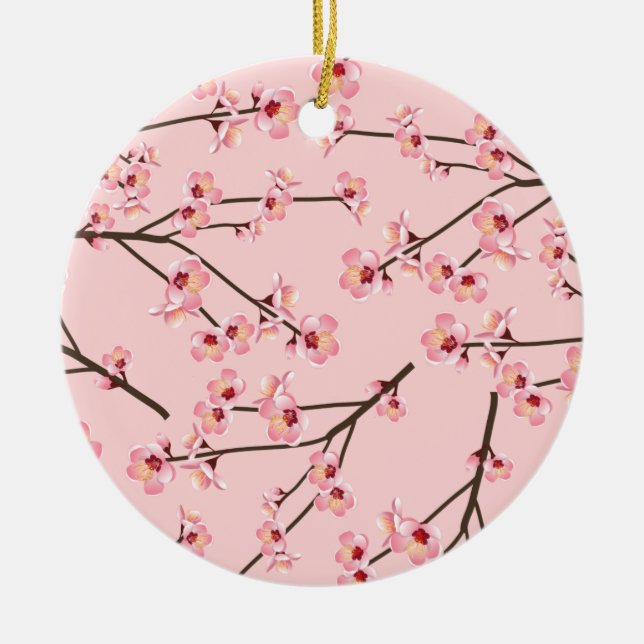 Cherry Blossom Ceramic Tree Decoration (Front)