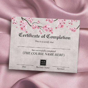 Cherry Blossom Certificate of Completion Award