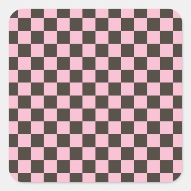Cherry blossom checkered board pattern square sticker (Front)