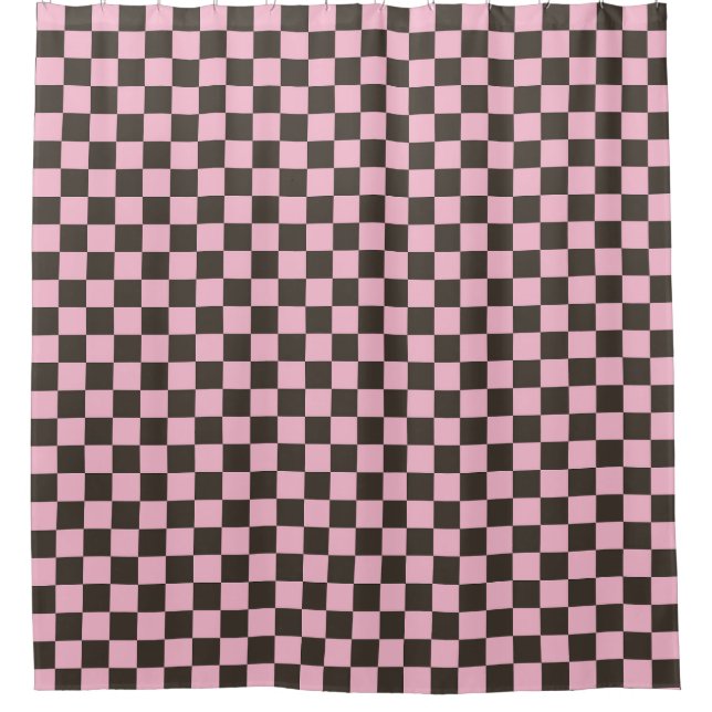 Cherry blossom chequered board pattern shower curtain (Front)