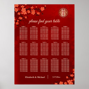 Cherry Blossom Chinese Wedding Seating Chart