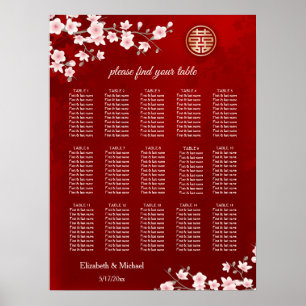 Cherry Blossom Chinese Wedding Seating Chart