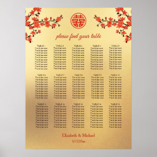 Cherry Blossom Chinese Wedding Seating Chart