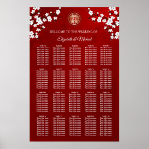 Cherry Blossom Chinese Wedding Seating Chart