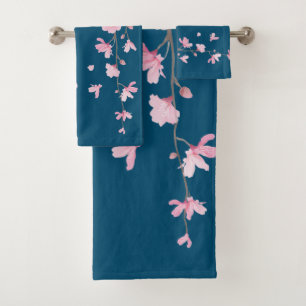 Cherry Blossom - Classic Blue Bath Towel Set