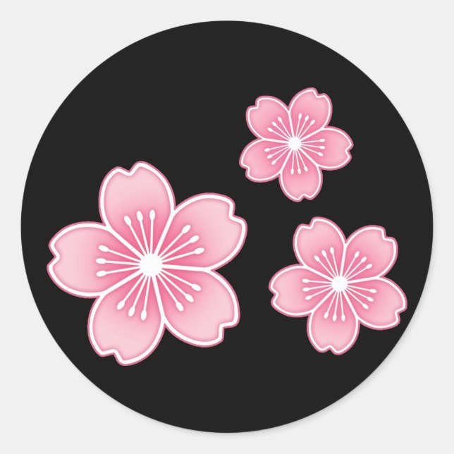 Cherry Blossom Classic Round Sticker (Front)