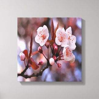 Cherry Blossom Cluster With A Pink and Blue Canvas Print