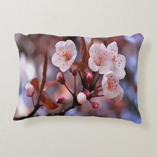 Cherry Blossom Cluster With A Pink and Blue Decorative Cushion