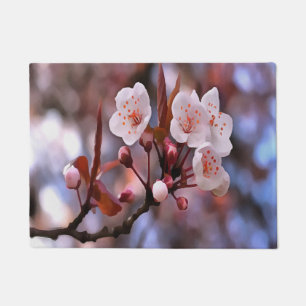 Cherry Blossom Cluster With A Pink and Blue Doormat
